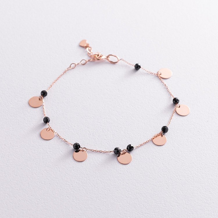 Золотой браслет "Монетки" (фианиты) б04903 от ювелирного магазина Оникс