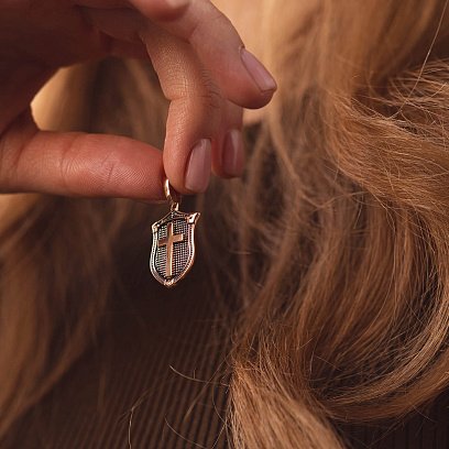 Золота підвіска "Щит з хрестом" (чорніння) п03661 №2