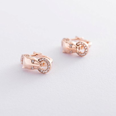 Золоті сережки "Пантера" (фіаніти) с06819 №3