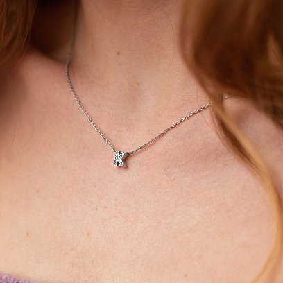 Серебряное колье с буквой "К" с фианитами 1103 К №5