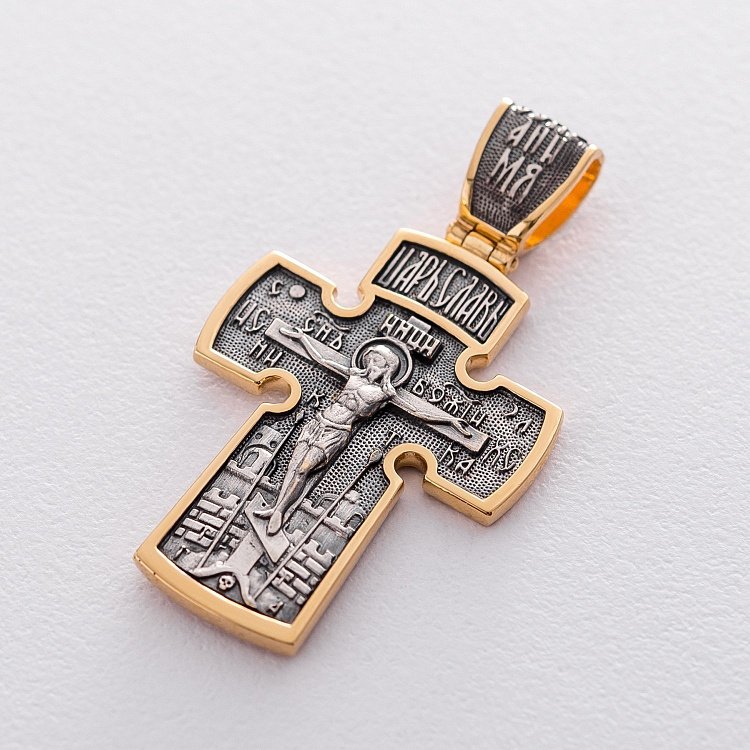 Срібний хрест з позолотою ''Розп'яття. Архангел Михаїл'' 132504 від ювелірного магазину Онікс - 6