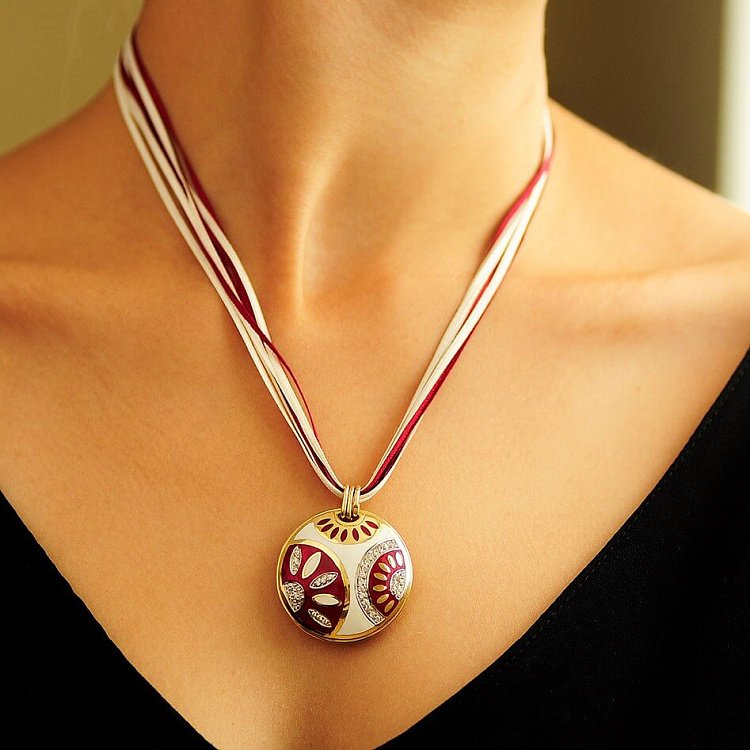 Золоте кольє (емаль, фіаніти) кол00270 від ювелірного магазину Онікс - 1