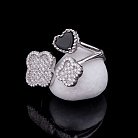 Серебряное кольцо "Сердце и клевер" с ониксом и фианитами 111770 от ювелирного магазина Оникс - 1