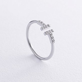 Кольцо "Tina" в белом золоте (фианиты) к05836 №3