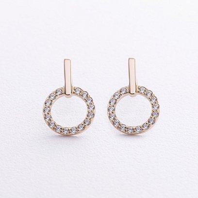 Сережки - пусети "Tessa" з фіанітами (жовте золото) с08729 №4