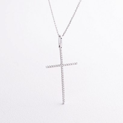 Золоте кольє "Хрестик" з діамантами колб0187va №2