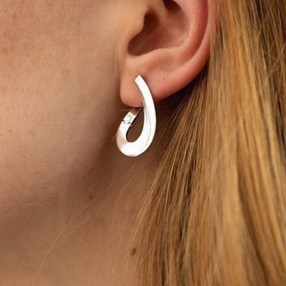 Серьги "Капельки" в белом золоте с08479 №3