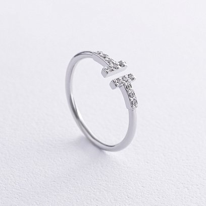 Кольцо "Tina" в белом золоте (фианиты) к05836 №3
