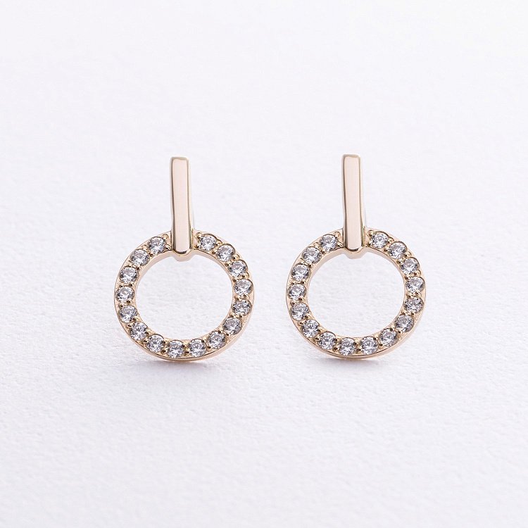 Сережки - пусети "Tessa" з фіанітами (жовте золото) с08729 від ювелірного магазину Онікс - 3