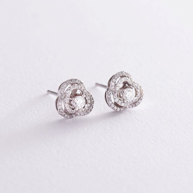 Золотые серьги - трансформеры "Цветочки" с бриллиантами с253 от ювелирного магазина Оникс