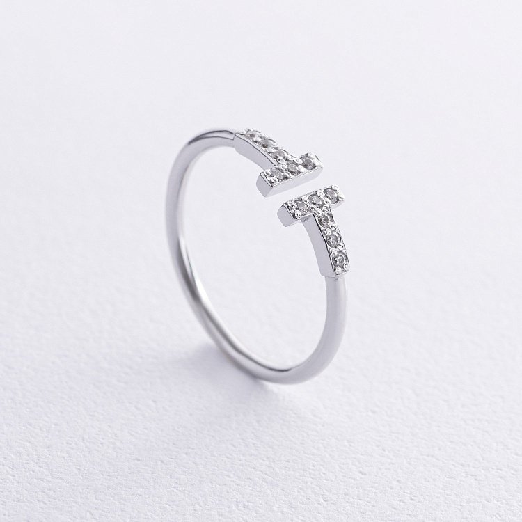 Кольцо "Tina" в белом золоте (фианиты) к05836 от ювелирного магазина Оникс - 2