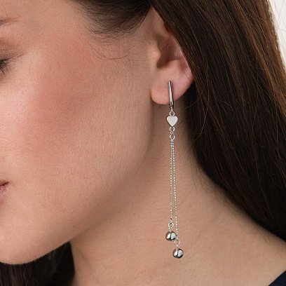 Срібні сережки з підвісками кульками 123031 №3