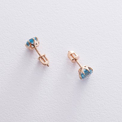 Золотые серьги-пусеты (топаз) с06604 №4