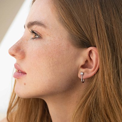 Серьги - пусеты "Rita" с фианитами (белое золото) с09061 №4