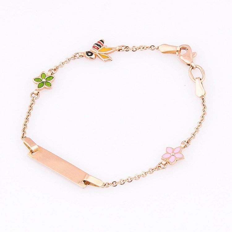 Золотой детский браслет для гравировки б01021 от ювелирного магазина Оникс