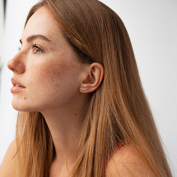 Сережки - пусети "Carla" з фіанітами (жовте золото)  с09108 від ювелірного магазину Онікс - 4