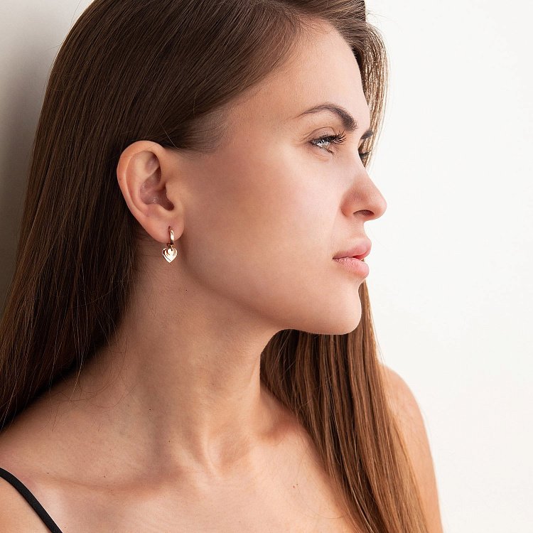 Золотые серьги "Сердечки" с07570 от ювелирного магазина Оникс - 1