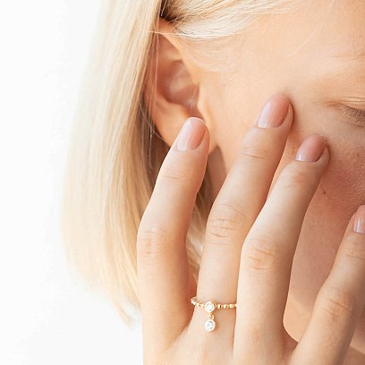 Кольцо в желтом золоте с фианитами к07063 №7