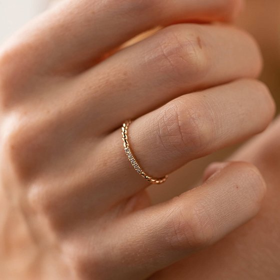 Кольцо "Мелоди" с фианитами (красное золото) к07546 №4