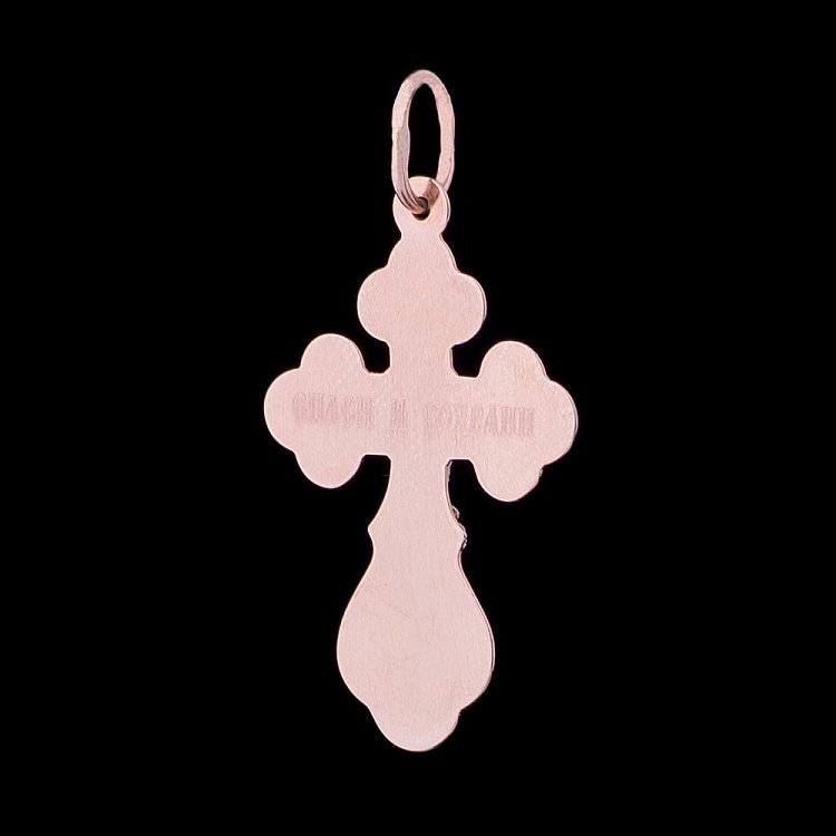 Золотой крест с распятием п01177 от ювелирного магазина Оникс - 1