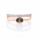 Золотое кольцо (дымчатый кварц, фианиты) к05662 от ювелирного магазина Оникс - 1