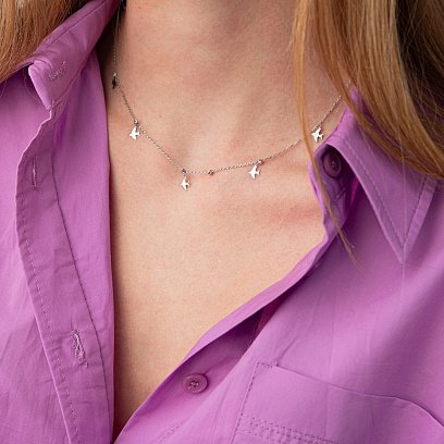 Кольє "Ластівки" в білому золоті кол02020 №2