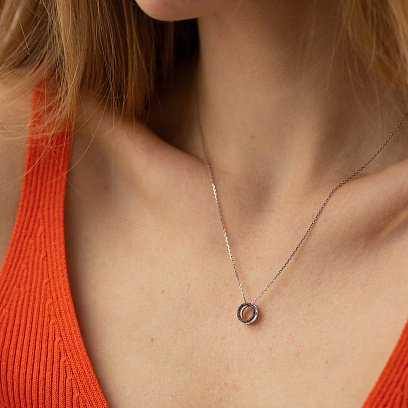 Золотое колье с черными и белыми бриллиантами 724841121 №6