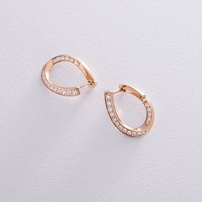 Золотые серьги с фианитами с06419 №2