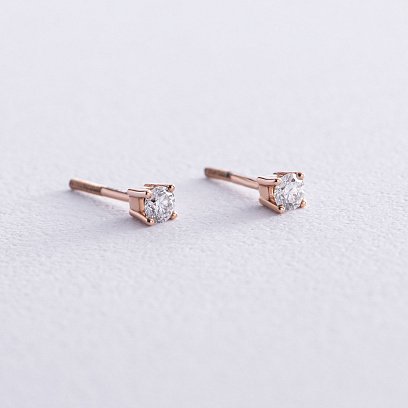 Золотые серьги - пусеты 2 в 1 с бриллиантами 330752421 №5