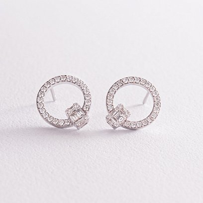 Золотые серьги - пусеты с бриллиантами сб0382z