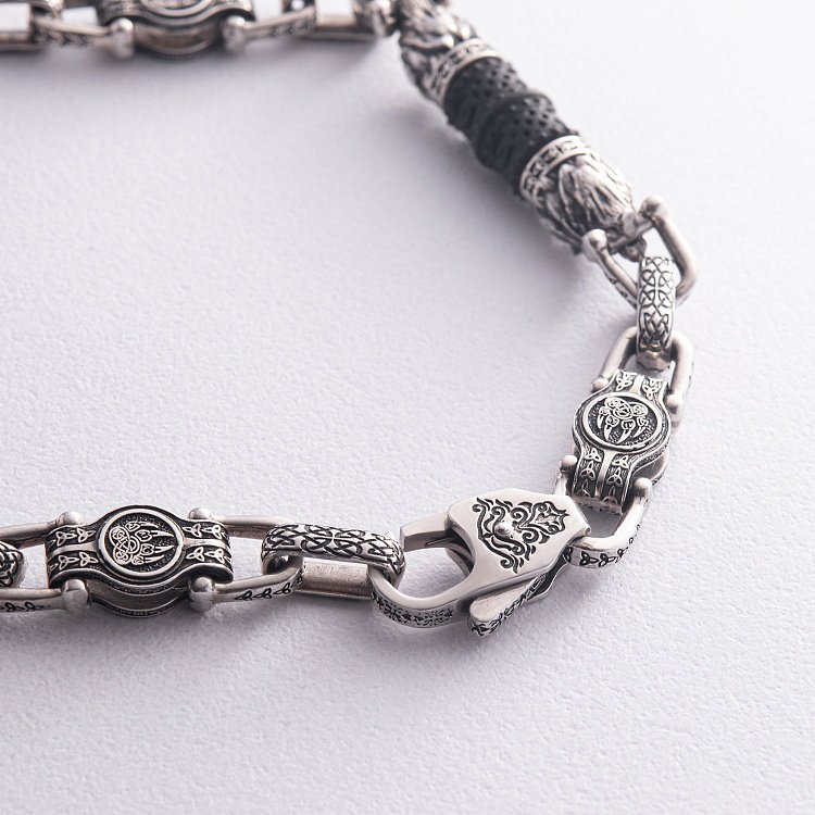 Чоловічий срібний ланцюжок "Вовки" з ебеновим деревом 812 від ювелірного магазину Онікс - 16