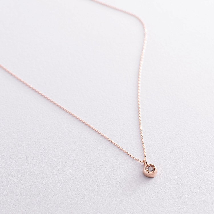 Золотое колье с одним фианитом кол01964 от ювелирного магазина Оникс