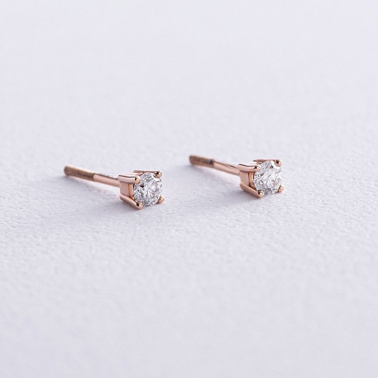 Золотые серьги - пусеты 2 в 1 с бриллиантами 330752421 от ювелирного магазина Оникс - 4