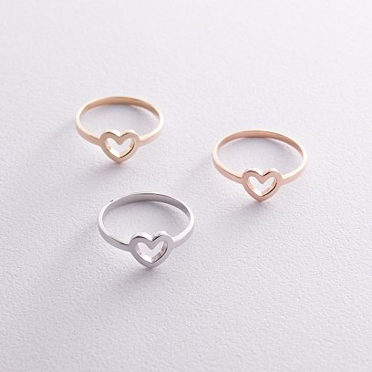 Кольцо "Сердечко" в красном золоте к07409 №8