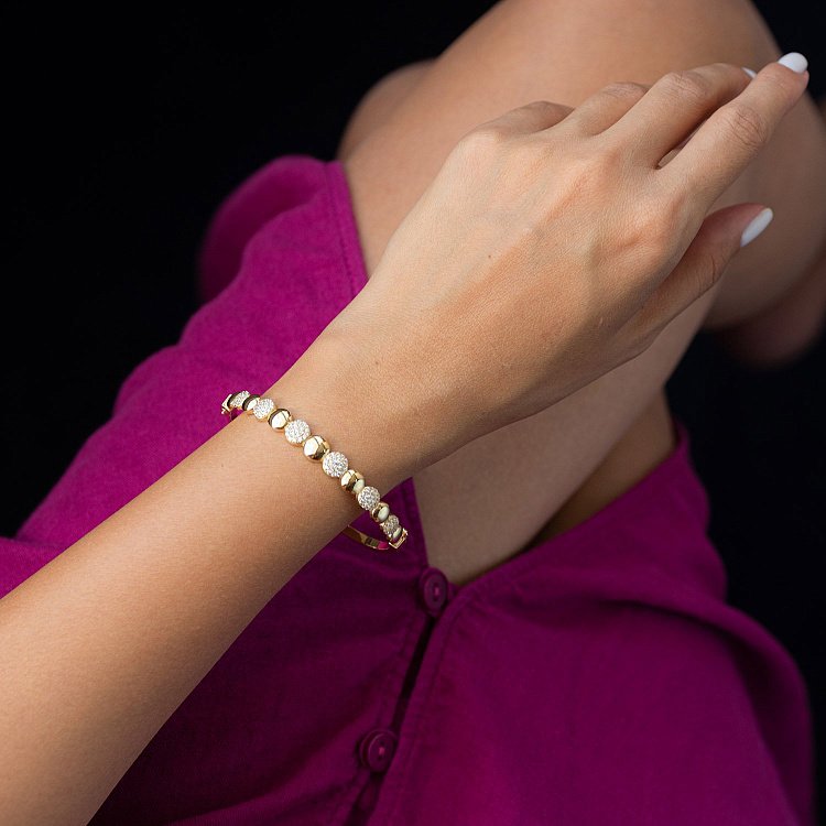 Золотой браслет (фианиты) б03936 от ювелирного магазина Оникс - 1