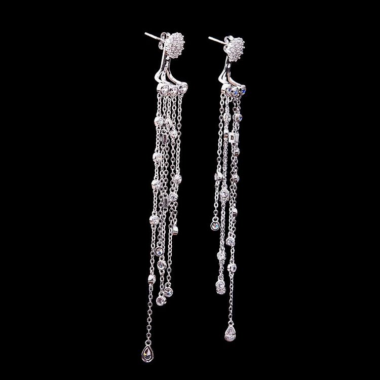 Серебряные серьги с фианитами 121718 от ювелирного магазина Оникс - 2