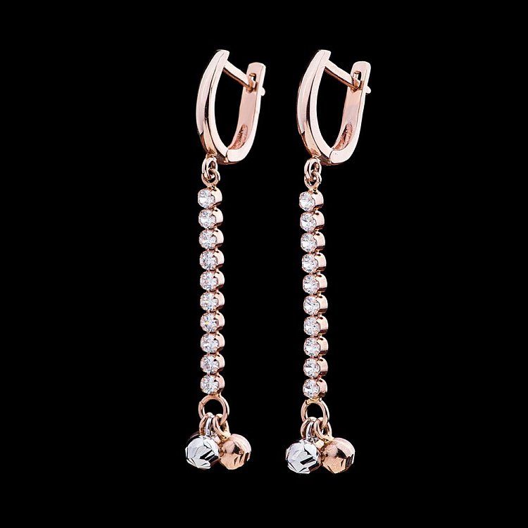 Золоті сережки з фіанітами с01575 від ювелірного магазину Онікс