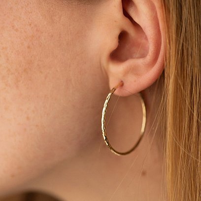 Серьги - кольца в желтом золоте с08697 №4