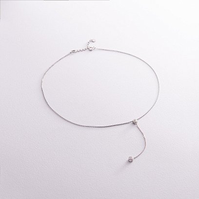 Серебряное колье - галстук с фианитами 908-01215 №2