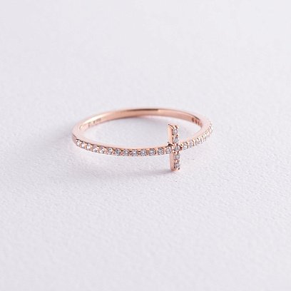 Каблучка "Дейзі" в червоному золоті (фіаніти) з3913