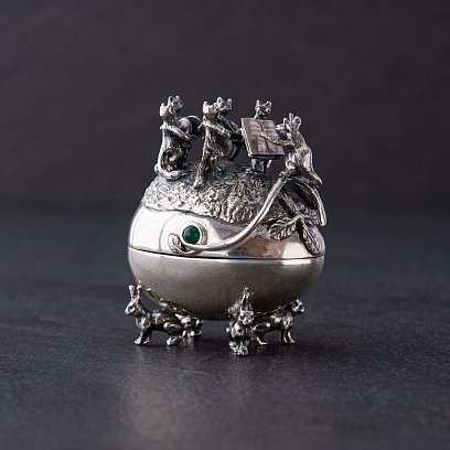 Срібний футляр "Оркестр котів" ручної роботи 23119