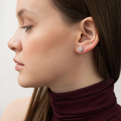 Золоті сережки - пусети з діамантами сб0616cha №8