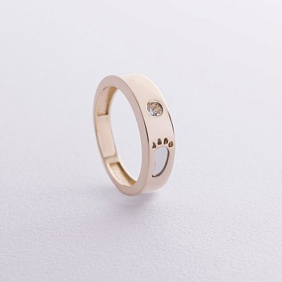 Золотое кольцо "Ножка младенца" (фианит) к07626