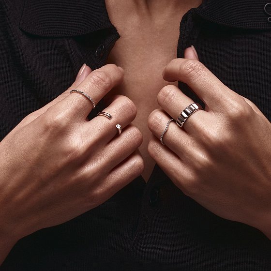 Каблучка "Мелоді" з фіанітами (біле золото) к07548 №4