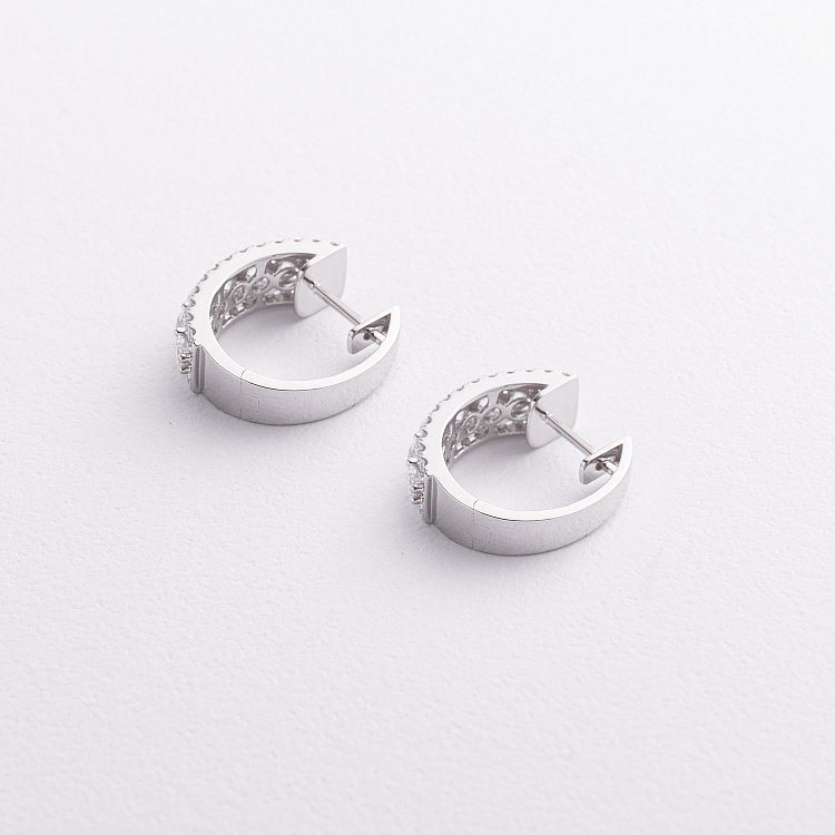 Золотые серьги - кольца с бриллиантами сб0581cha от ювелирного магазина Оникс - 1