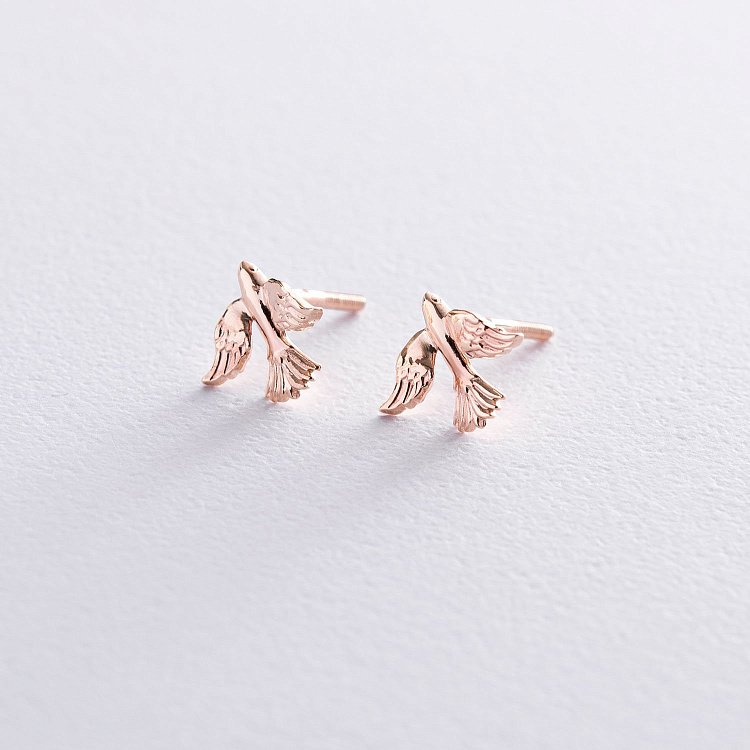 Золотые серьги - пусеты "Птички" с06888 от ювелирного магазина Оникс