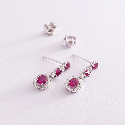 Золотые серьги с рубинами и бриллиантами DE3735Rcha №3