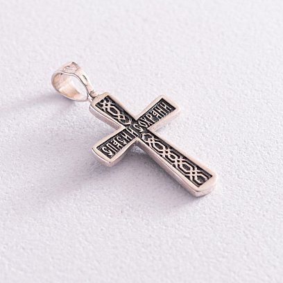 Серебряный православный крестик с распятием 131652 №2