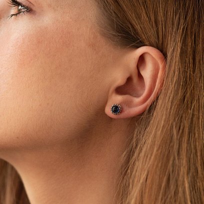 Серебряные серьги - пусеты с сапфиром нано 122081 №4