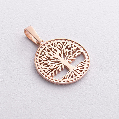 Золотой кулон "Древо жизни" с фианитами п03013 №2